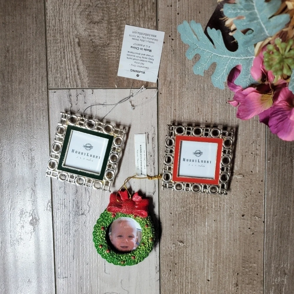 NWT Hobby Lobby Photo Frame Christmas Tree Ornament Bundle 3pc